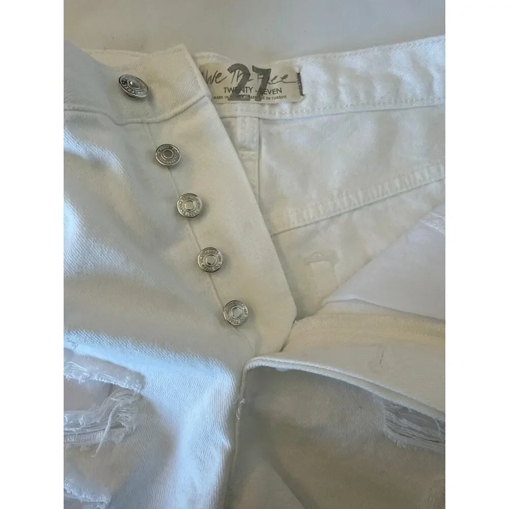 Free People We The Free Optic White Distressed Denim Shorts Size 27 NWT - Picture 8 of 8